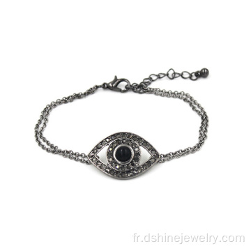 Femmes de strass alliage charme chaîne diamant Evil Eye Bracelet